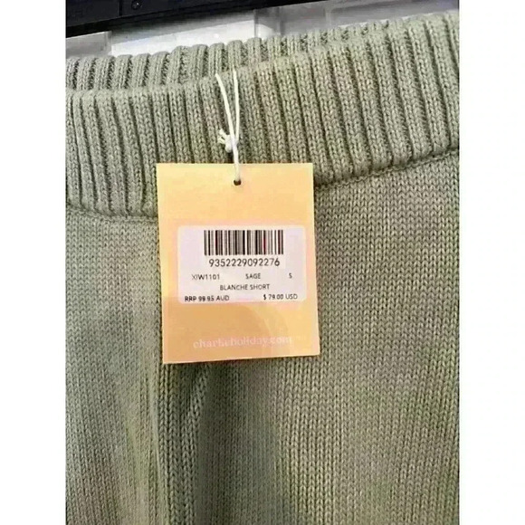 Charlie‎ Holiday Anthropologie Green Knit Blanche Shorts size 4 NWT - Picture 4 of 5